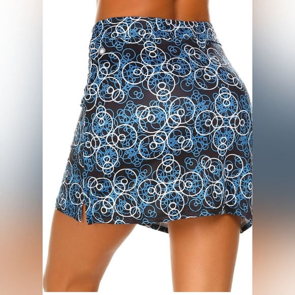ekouaer Pants - Ekouaer, women's skort, size XL, Colr blue, white and black